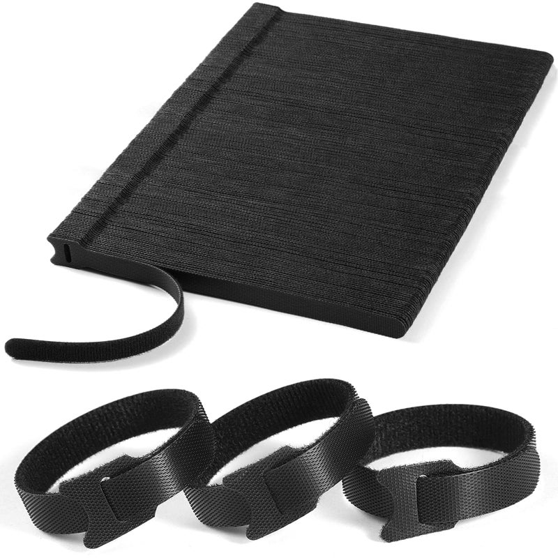 QTBLY 200 Pcs 8 Inches Reusable Cable Ties | Adjustable Cord Wraps, Cable Straps | Hook & Loop Cord Organizer, Cable Management - Image 1